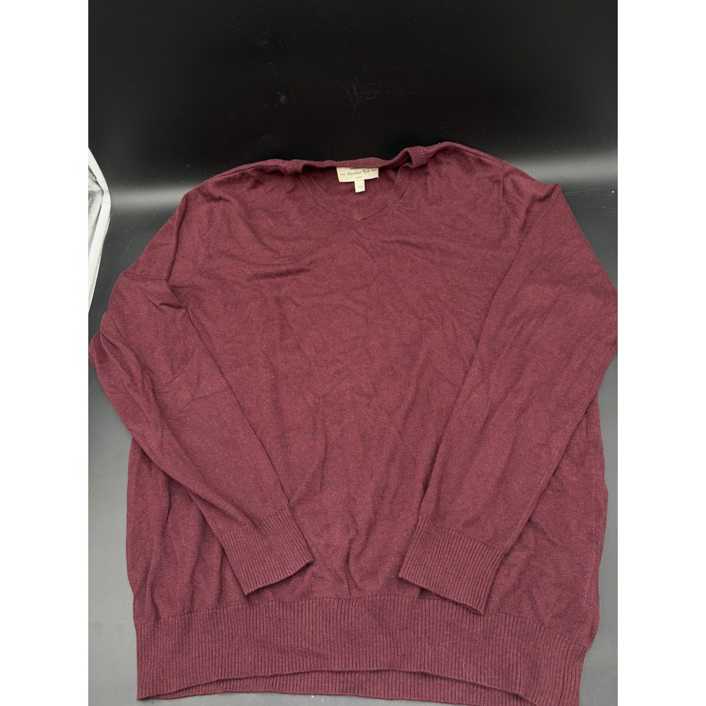 Hawker Rye Womens V-Neck Cotton Cashmere Knit Sweater Burgundy Large